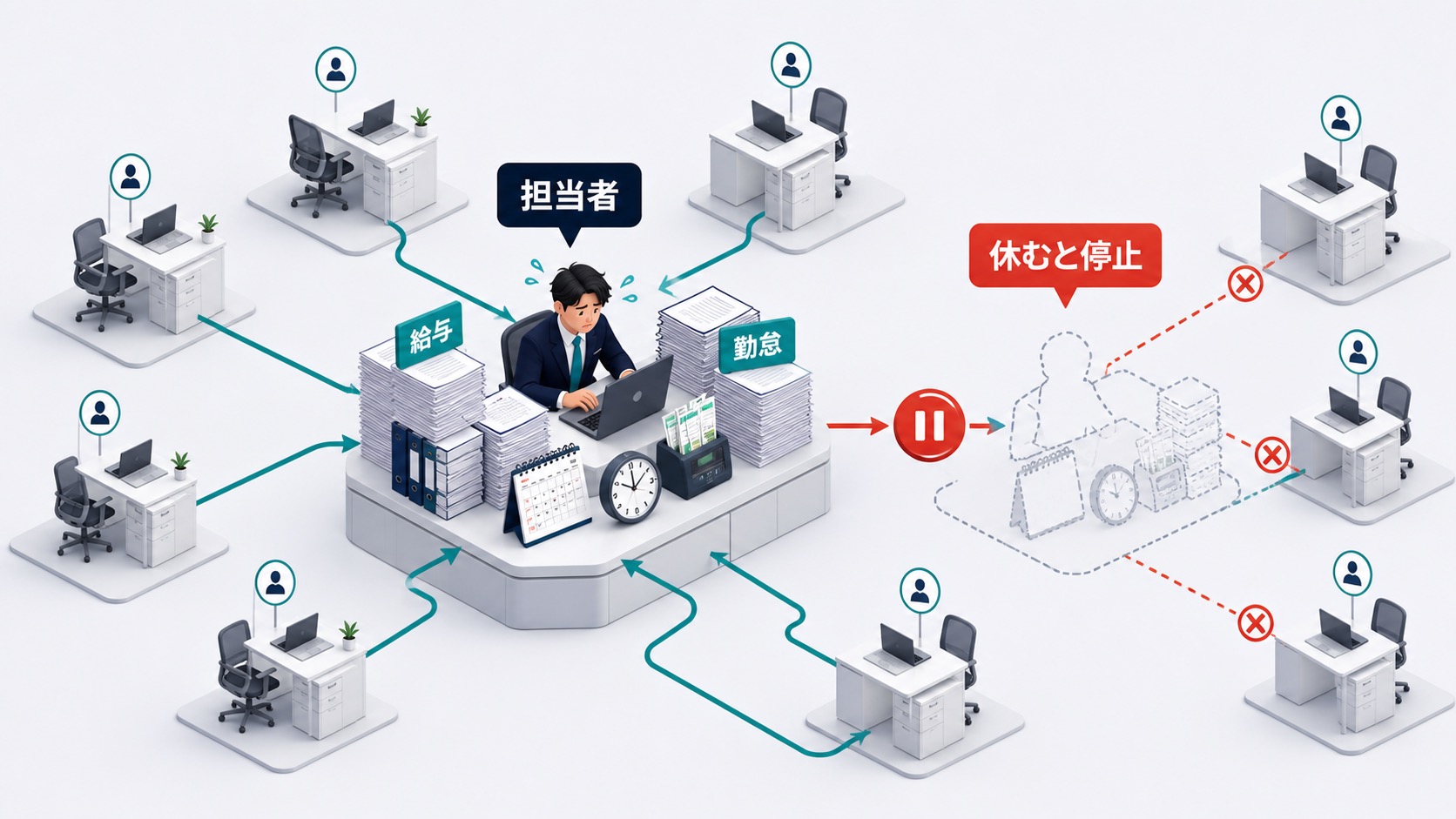 属人化したデスク業務のイメージ